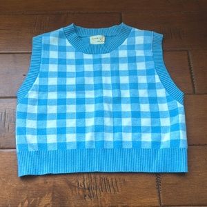 Blue and white sweater vest from Dry Goods